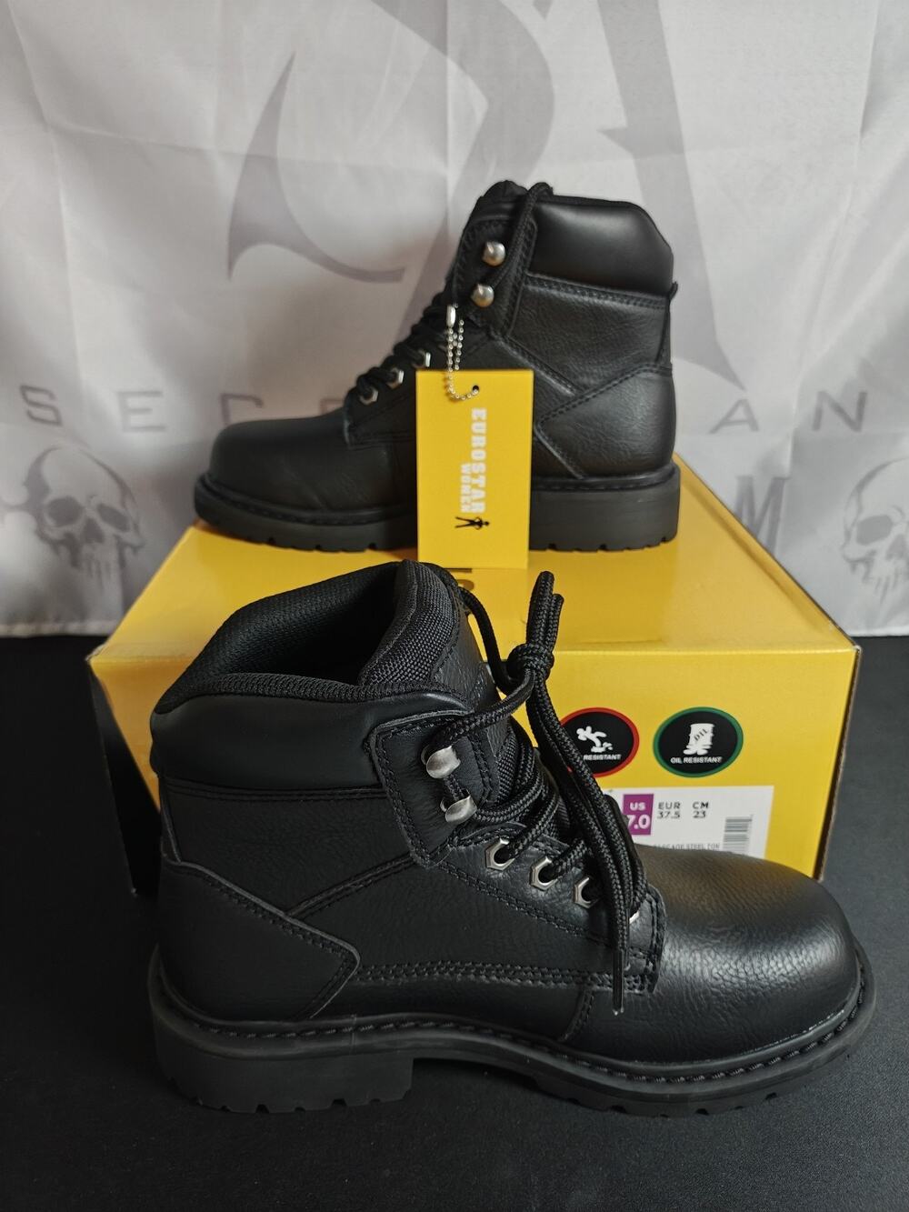 Eurostar Women's 7 / 37.5 Cascade Steel Toe Work Boots Black NWB NWT